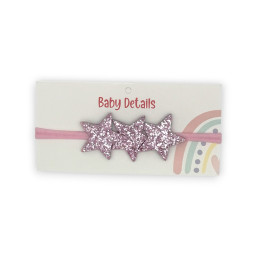 3 Stars Headband - Pink & Silver